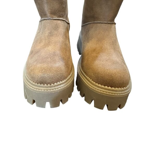 NWT DV By Dolce Vita Lonny‎ Boot Tan Chunky Heel Sherpa Lining Lug Sole Size 6.5 - Picture 8 of 12
